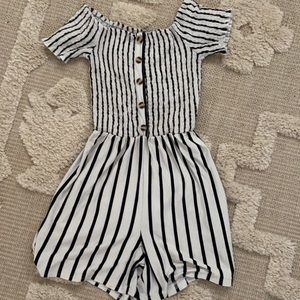 Black and white stripe romper small like new